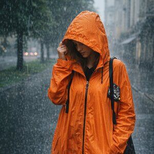 Stunning Italian Bright Orange Rain Jacket (E2)
